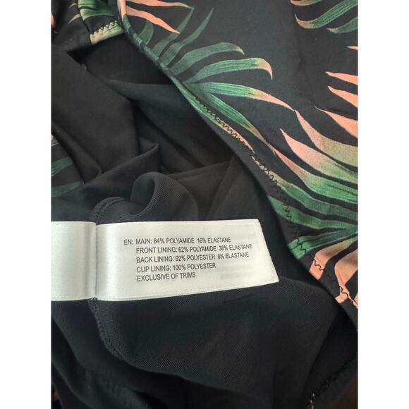 City Chic Black and Tropical Low Cut Swimsuit Multi-color XL/22 - Picture 12 of 12